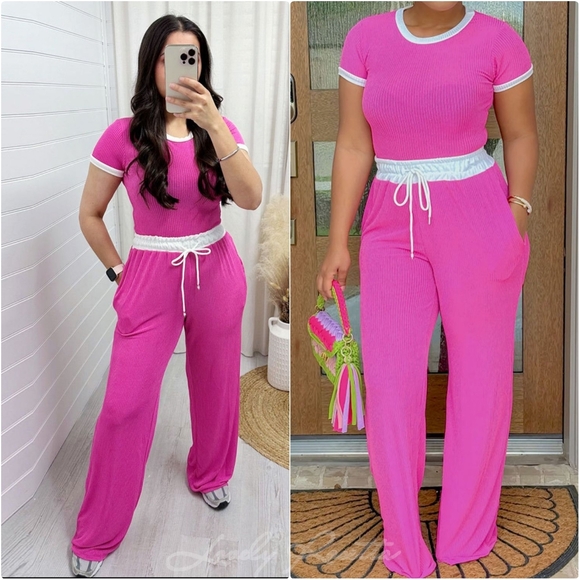 Blue Round Neck Top and Pants Set - Picture 7 of 9